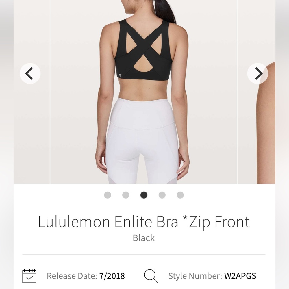 Lululemon Enlite Bra, Zip Front/High Support, 40C